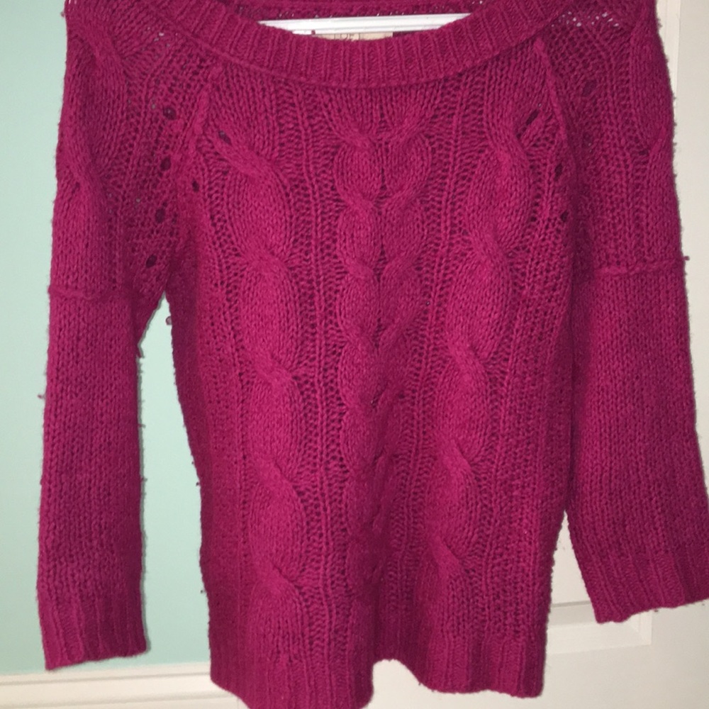 Pink wide neck LOFT sweater